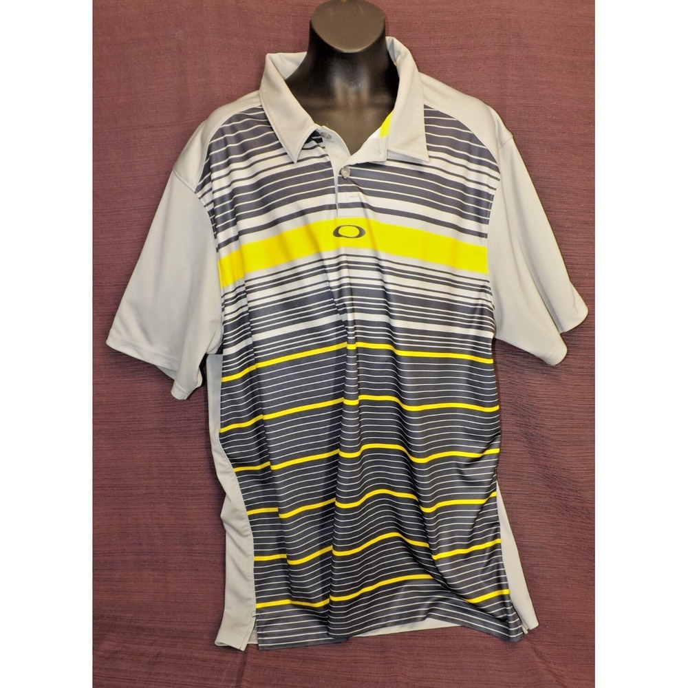 Oakley Hydrolix Active Wear Striped Golf Polo Shirt - Men's size XL